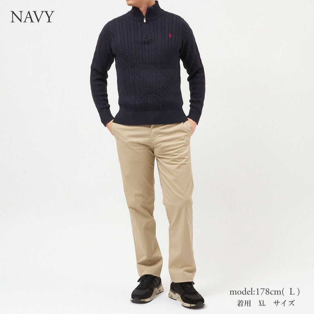 ポロ ラルフローレン POLO RALPH LAUREN メンズ ボーイズライン ニット セーター ハーフジップ プルオーバー ケーブルニット コットンニット 323868894
