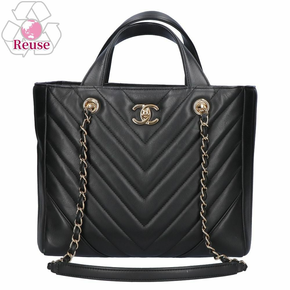 リユース品】 シャネル CHANEL バッグ トートバッグ Vステッチチェーン