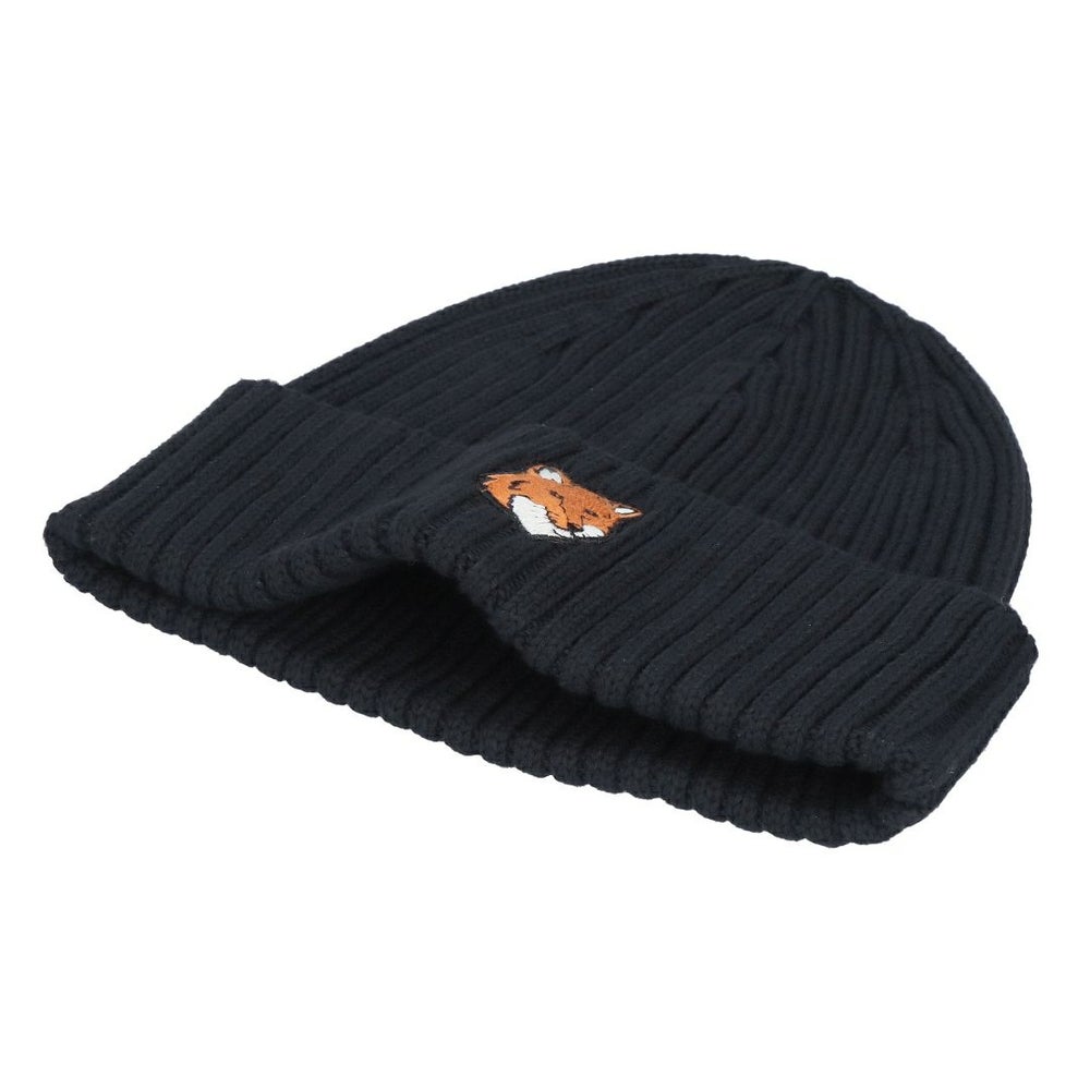 メゾンキツネ MAISON KITSUNE 帽子 ニット帽 フォックスヘッド ビーニー PM06111KT1140 P199 BLACK