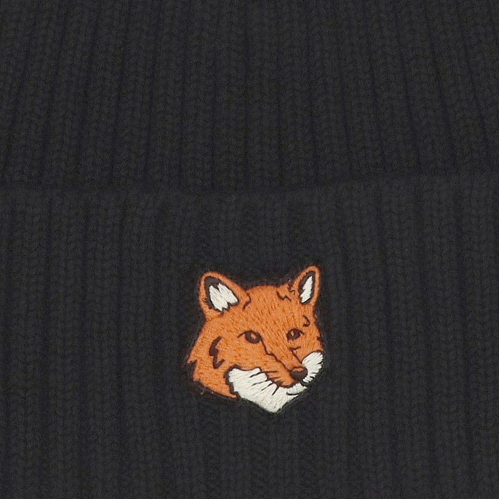 メゾンキツネ MAISON KITSUNE 帽子 ニット帽 フォックスヘッド ビーニー PM06111KT1140 P199 BLACK