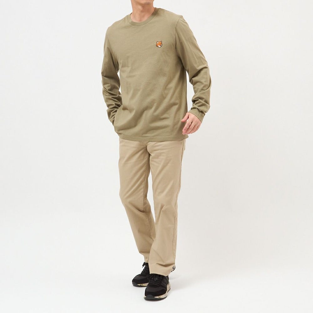 メゾンキツネ MAISON KITSUNE メンズ 長袖 Tシャツ フォックスヘッド レギュラー ロングスリーブ Tシャツ PM00118KJ7026 P131 LAUREL GREEN