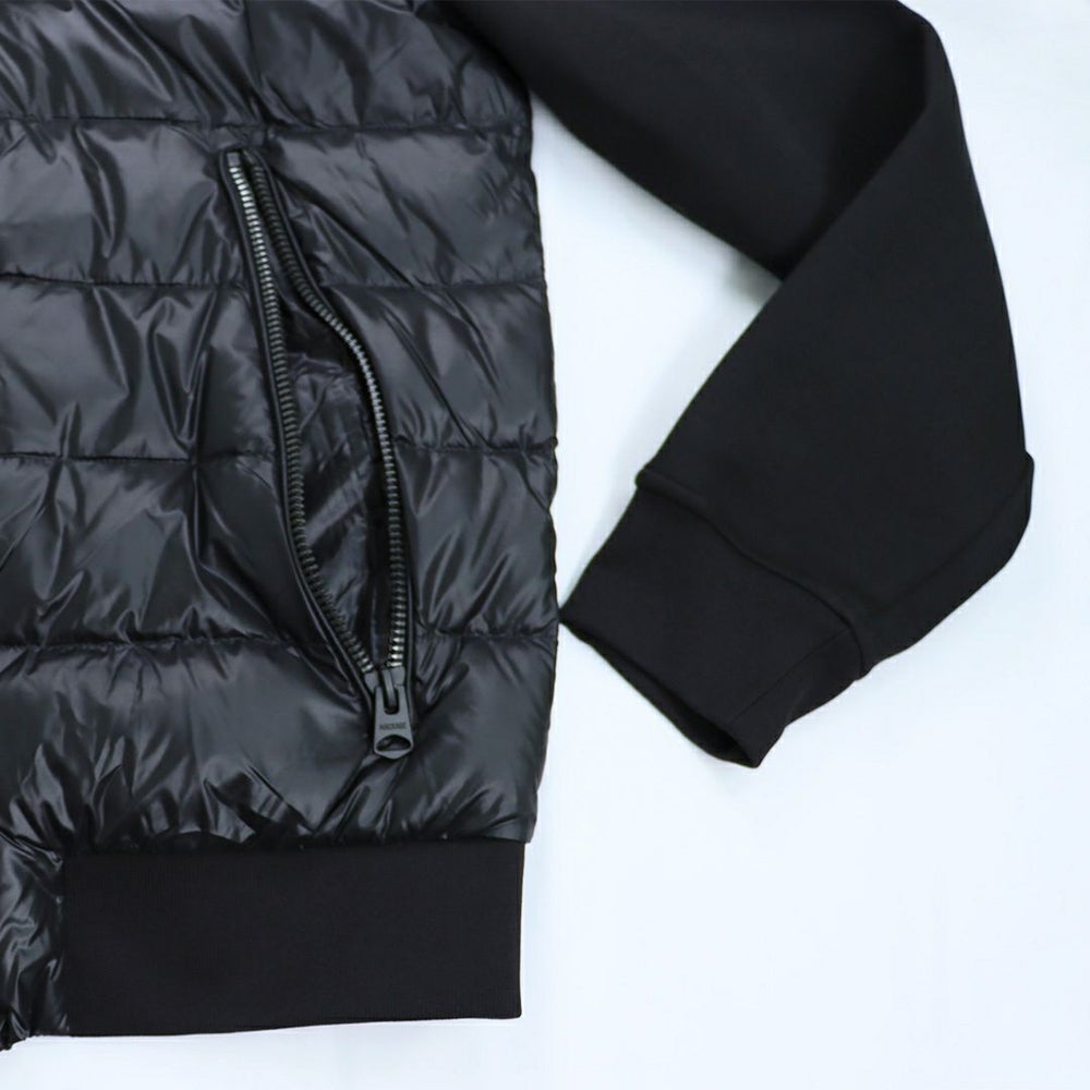 マッカージュ MACKAGE メンズアウター メンズジャケット メンズダウン ライトダウンジャケット ジップアップ フーディ コンビネーションジャケット ジャージダウン FRANK-R C0001 BLACK