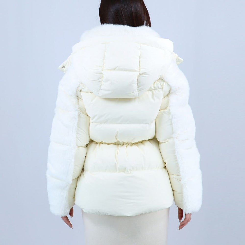 マッカージュ MACKAGE レディスダウンジャケット エコファー もこもこ フーディ 異素材ミックス CASSIDY CREAM