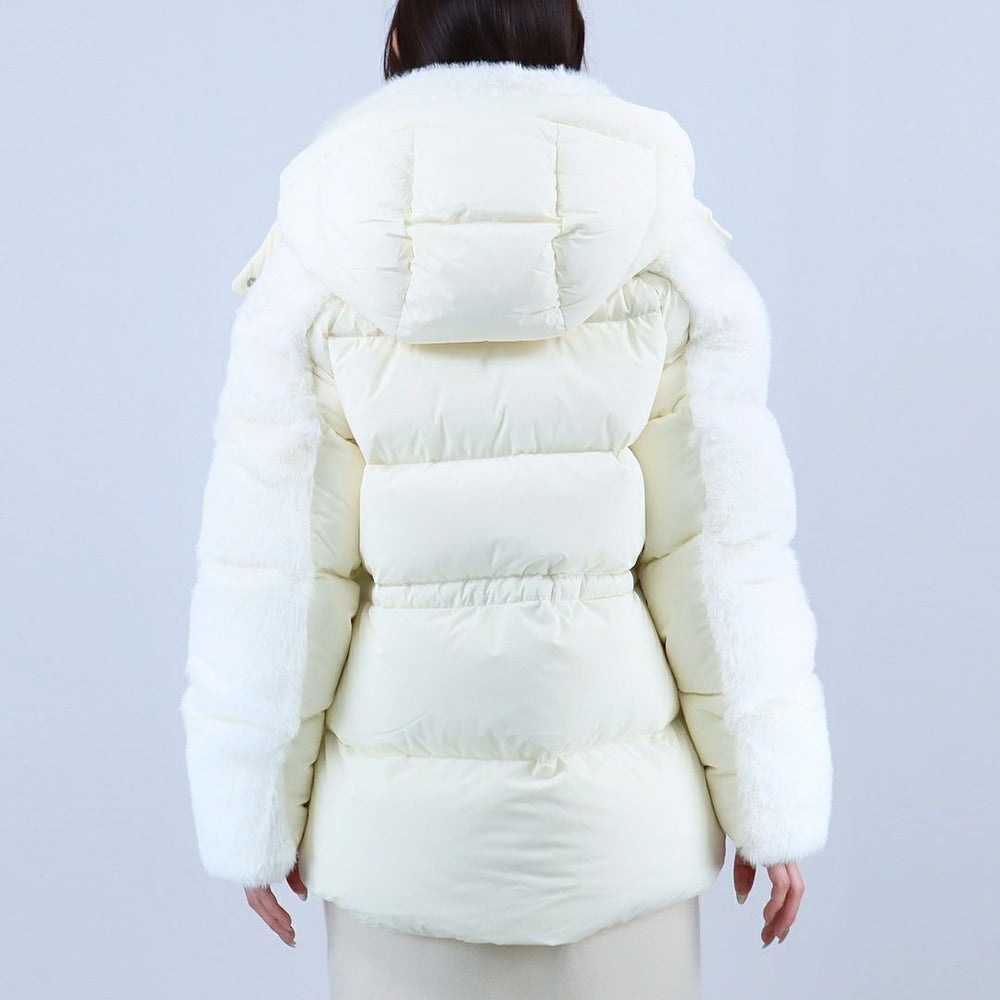 マッカージュ MACKAGE レディスダウンジャケット エコファー もこもこ フーディ 異素材ミックス CASSIDY CREAM