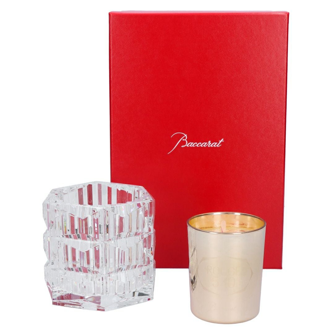 バカラ BACCARAT キャンドルホルダー レッド 2個セット クリスタル