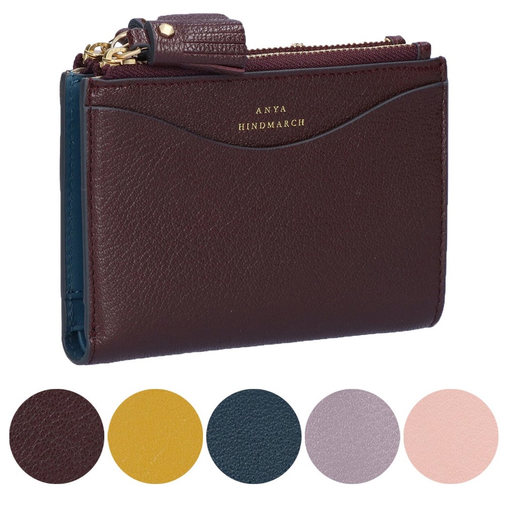 アニヤハインドマーチ ANYA HINDMARCH 折り財布 ニつ折財布 PEEPING EYES ピーピング アイズ 204873/5050925204873 CLARET スモール ダブルジップ ウォレット