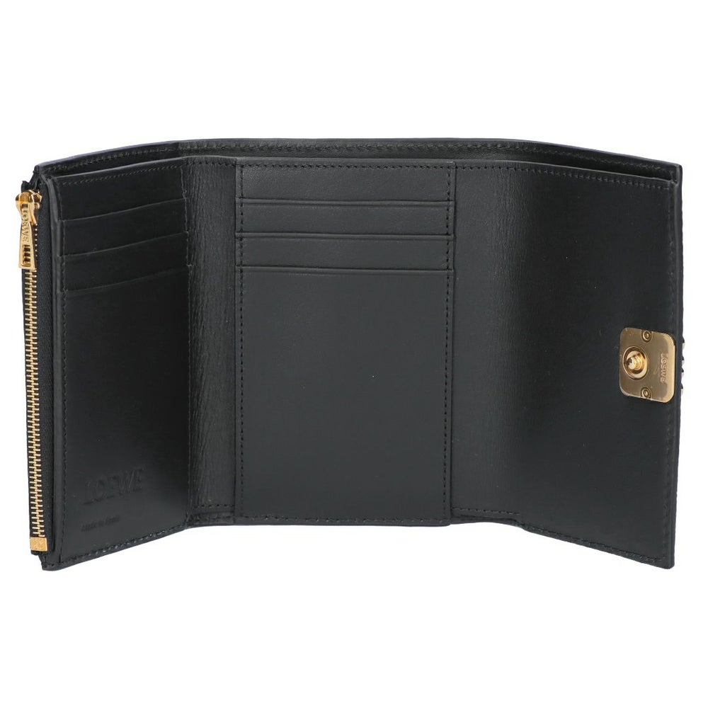 ロエベ LOEWE 折財布 三つ折り財布 アナグラム ヴァーティカル ウォレットスモール C821S33X12 1206 BLACK/GOLD 【お取り寄せ】