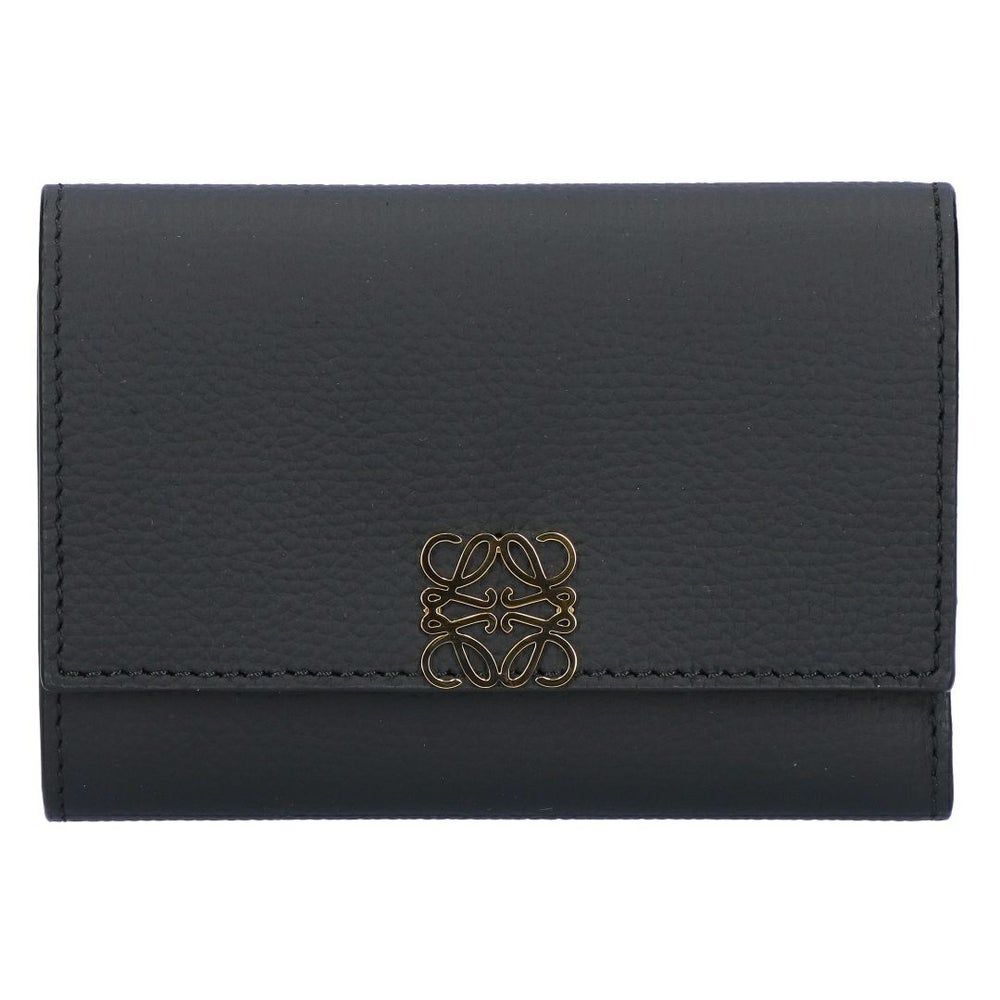 ロエベ LOEWE 折財布 三つ折り財布 アナグラム ヴァーティカル ウォレットスモール C821S33X12 1206 BLACK/GOLD 【お取り寄せ】