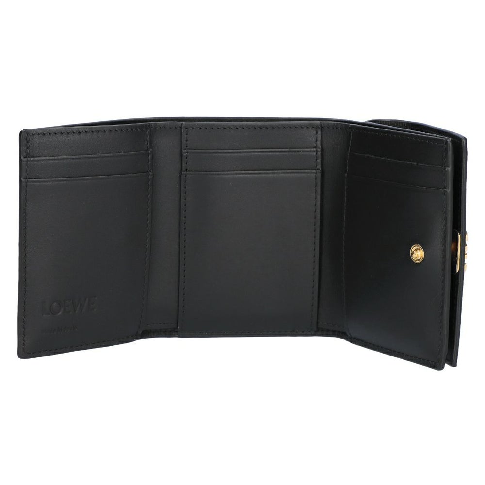 ロエベ LOEWE 折財布 三つ折り財布 アナグラム トライフォールド ウォレット C821TR2X16 1206 BLACK/GOLD 【お取り寄せ】