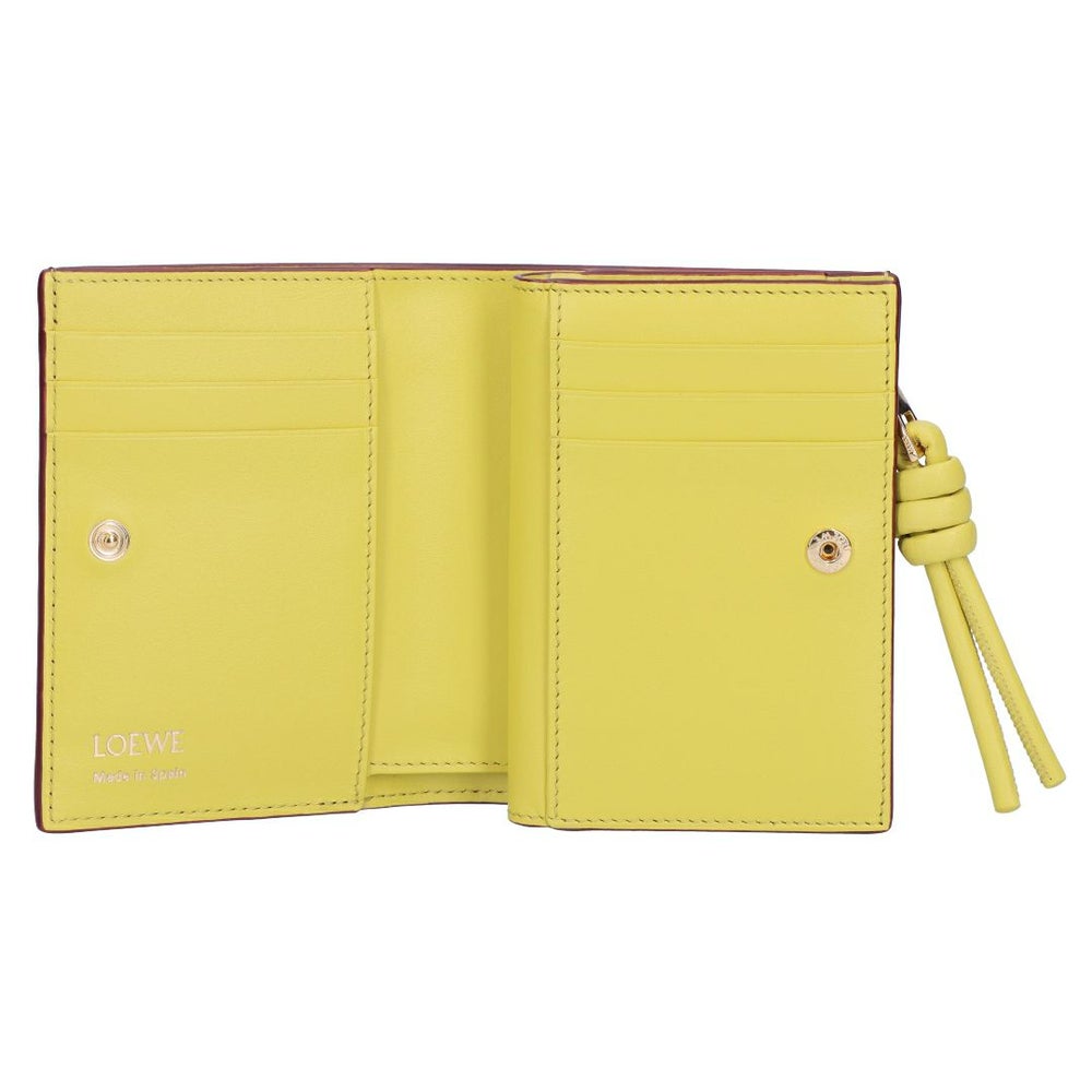 ロエベ LOEWE 折財布 二つ折り財布 ノット コンパクト ウォレット CEM1NCWX01 0059 DARK BURGUNDY/LIGHT CITRINE 【お取り寄せ】