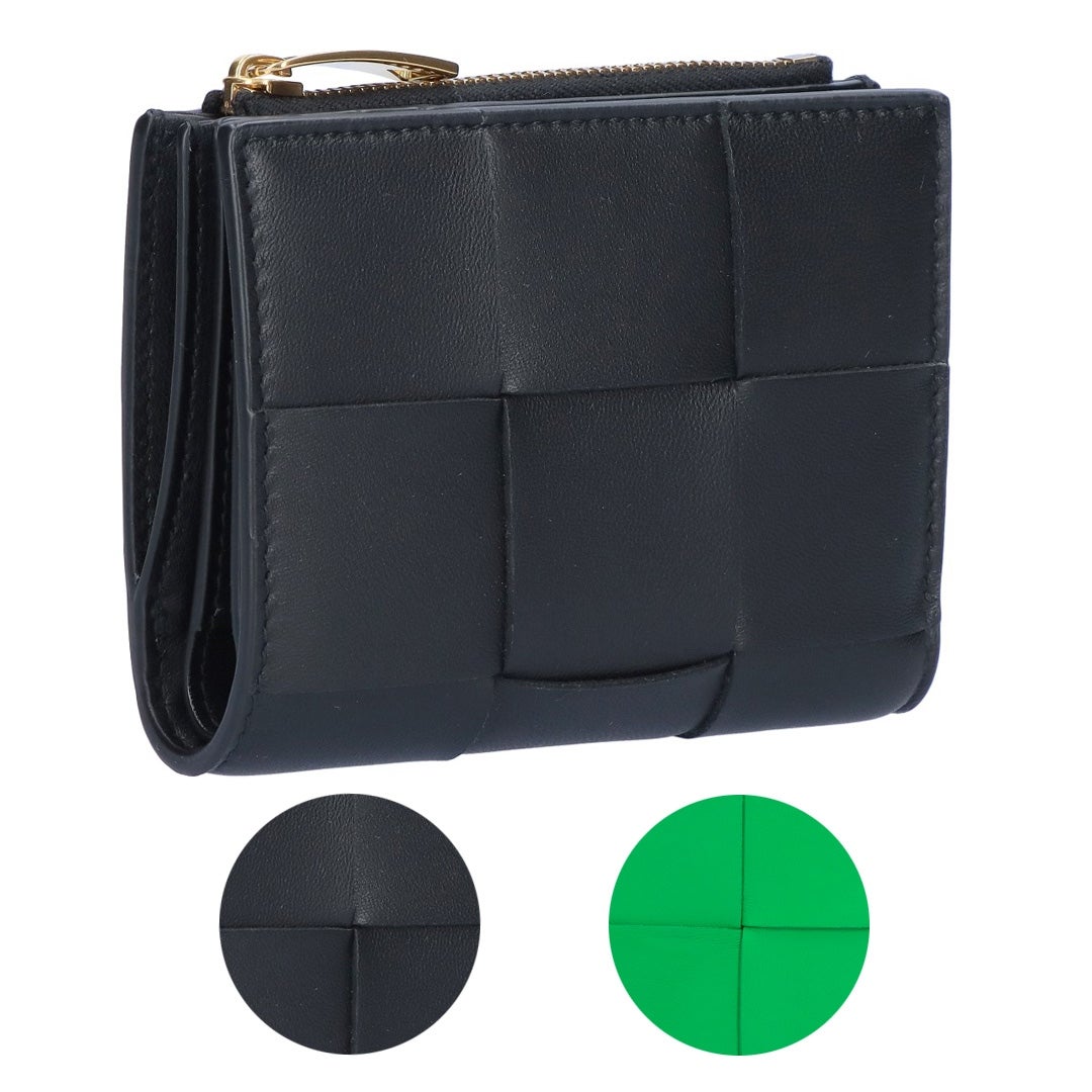 BOTTEGA VENETA ボッテガ ヴェネタ 二つ折り財布 小銭入付き イントレチャート 600270 V3UH2 8803 レディース ブラック BOTTEGA VENETA（ボッテガ・ヴェネタ） BOTTEGA VENETA 600270 VCPP3