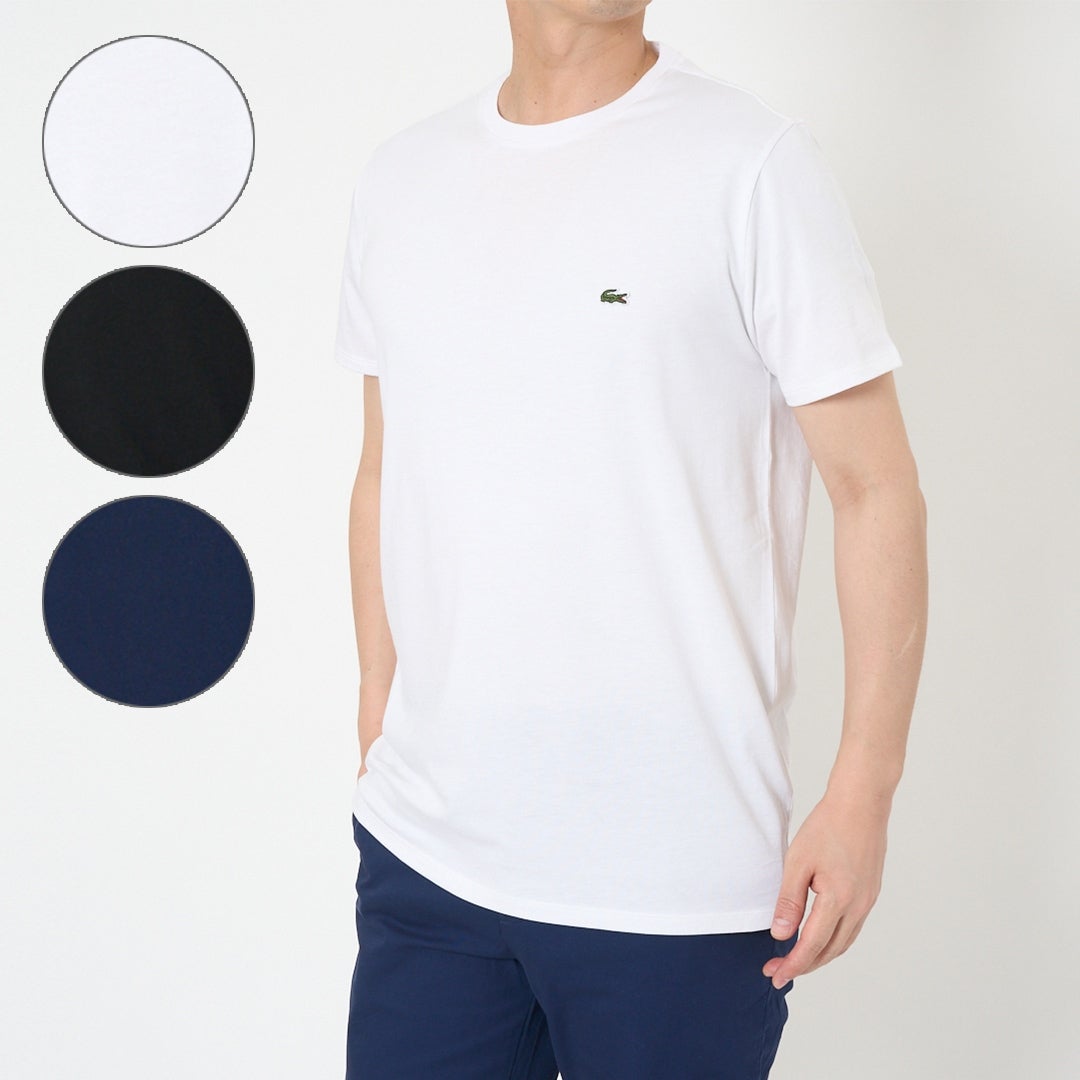 【新品】LACOSTE クルーネックTシャツ 2枚セット ホワイト ネイビー ラコステ LACOSTE メンズ 半袖 Tシャツ COTTON PIMA T-SHIRT TH6709