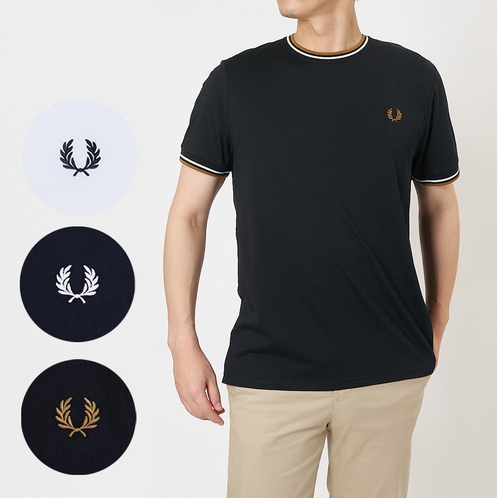 フレッドペリー FRED PERRY Tシャツ メンズ レディース ユニセックス 男女兼用 半袖 リンガーTシャツ コットン 綿100% レギュラーフィット クルーネック TWIN TIPPED T-SHIRT M1588V