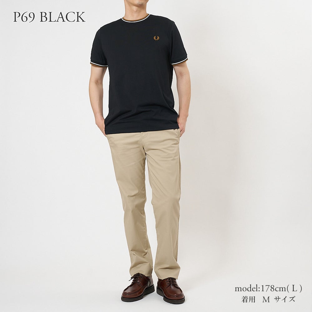 フレッドペリー FRED PERRY Tシャツ メンズ レディース ユニセックス 男女兼用 半袖 リンガーTシャツ コットン 綿100% レギュラーフィット クルーネック TWIN TIPPED T-SHIRT M1588V