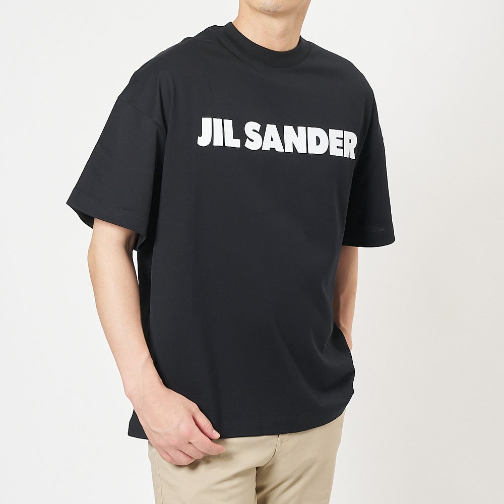 ジルサンダー JIL SANDER メンズ Tシャツ J22GC0221 J20349 001 BLACK 半袖 ロゴTシャツ ドロップショルダー 綿100％ コットン