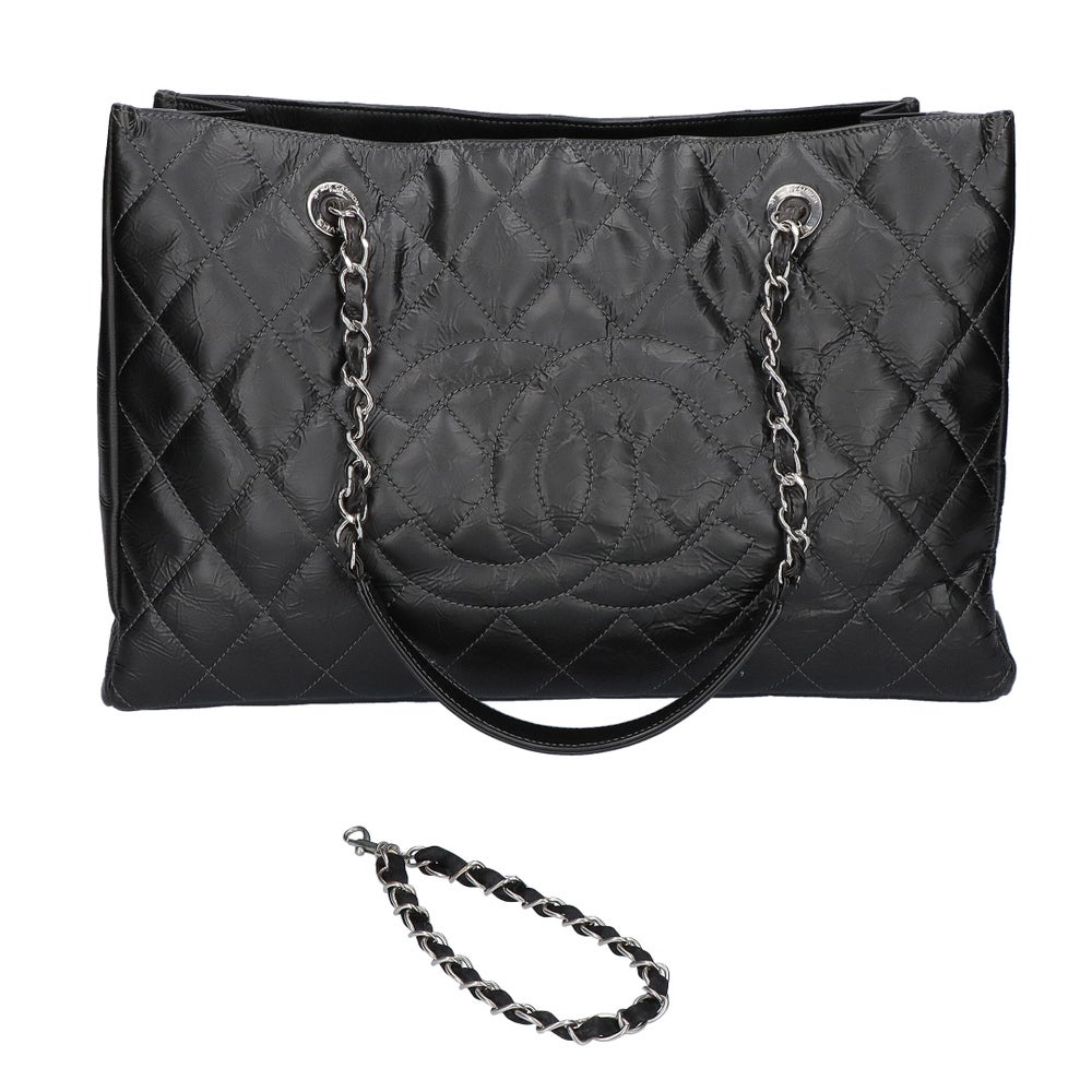 【リユース品】 シャネル CHANEL バッグ トートバッグ チェーントートバッグ ブラック/シルバー金具 【お取り寄せ】