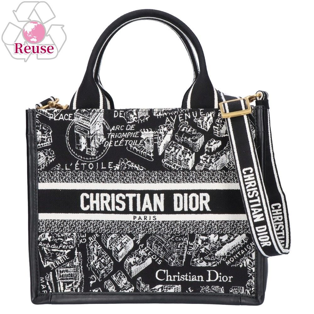 【リユース品】 ディオール DIOR バッグ トートバッグ ブックトートスモール ブラック/ホワイト 【お取り寄せ】
