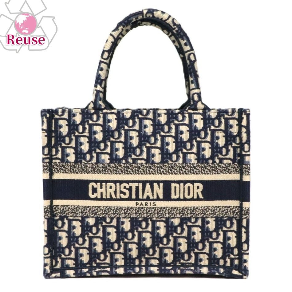 【リユース品】 ディオール DIOR バッグ トートバッグ ブックトートスモール ネイビー/ベージュ 【お取り寄せ】