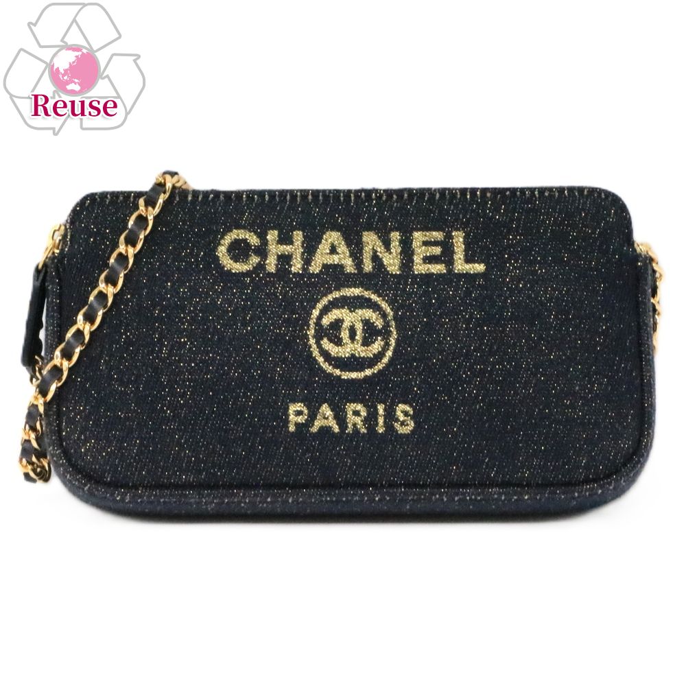 【リユース品】 シャネル CHANEL バッグ ショルダーバッグ ドーヴィル チェーンウォレット A81978 ネイビー/ゴールド金具 【お取り寄せ】