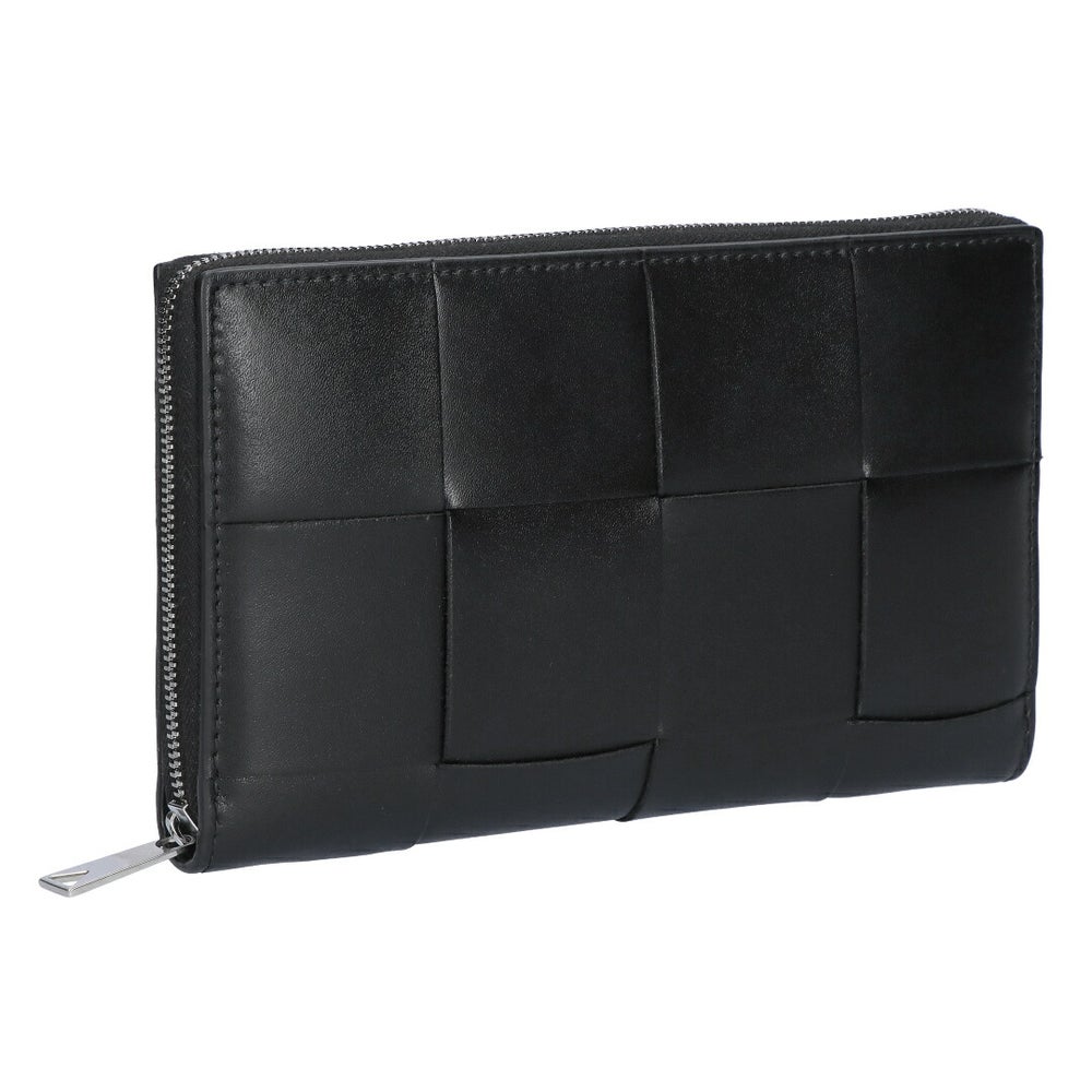 ボッテガヴェネタ BOTTEGA VENETA 長財布 イントレチャート カセット 814649 VBWD2 8803 BLACK-SILVER 【お取り寄せ】