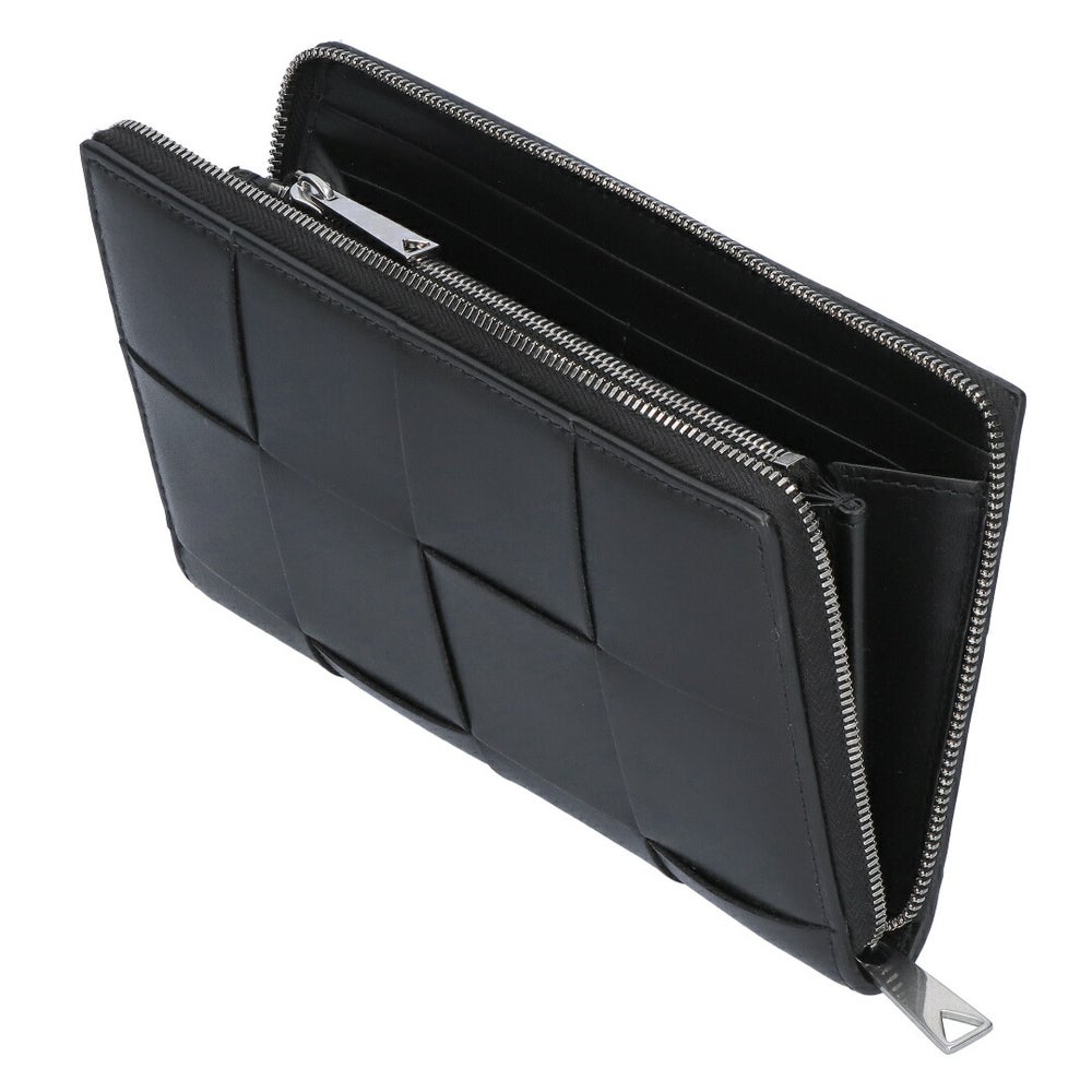 ボッテガヴェネタ BOTTEGA VENETA 長財布 イントレチャート カセット 814649 VBWD2 8803 BLACK-SILVER 【お取り寄せ】