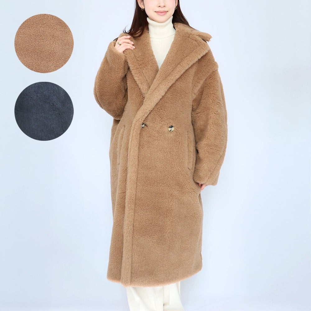 マックスマーラ MAXMARA レディースアウター テディベアアイコンコート ロングコート オーバーサイズ ダブルブレスト もこもこ ふわふわ TEDDY テディ 1016082600 001 CAMMELLO