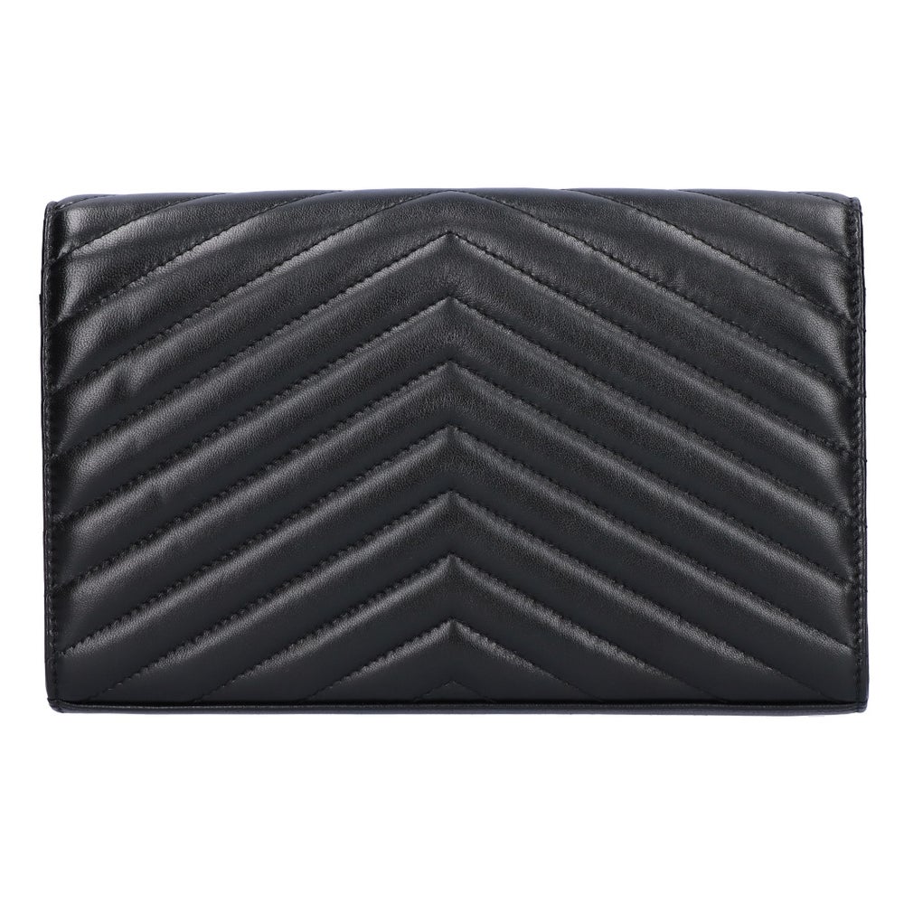 サンローランパリ SAINT LAURENT PARIS 財布 長財布 チェーンウォレット ショルダーバッグ カサンドラ 377828-AAA44-1000 BLACK ラムスキン