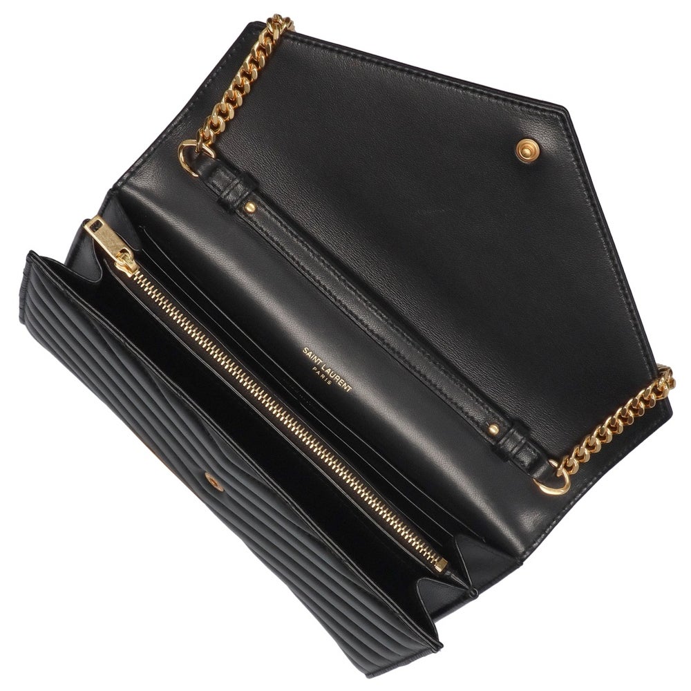 サンローランパリ SAINT LAURENT PARIS 財布 長財布 チェーンウォレット ショルダーバッグ カサンドラ 377828-AAA44-1000 BLACK ラムスキン