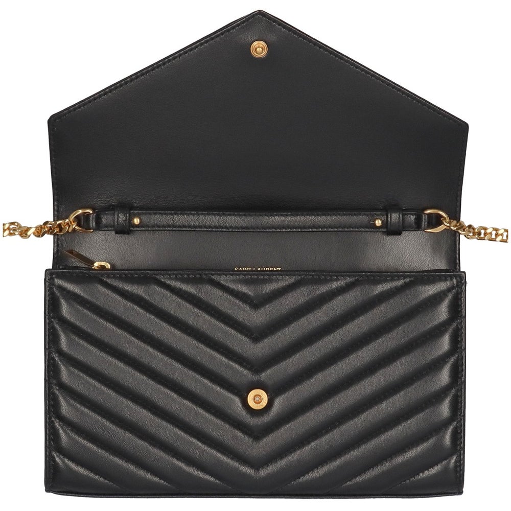 サンローランパリ SAINT LAURENT PARIS 財布 長財布 チェーンウォレット ショルダーバッグ カサンドラ 377828-AAA44-1000 BLACK ラムスキン