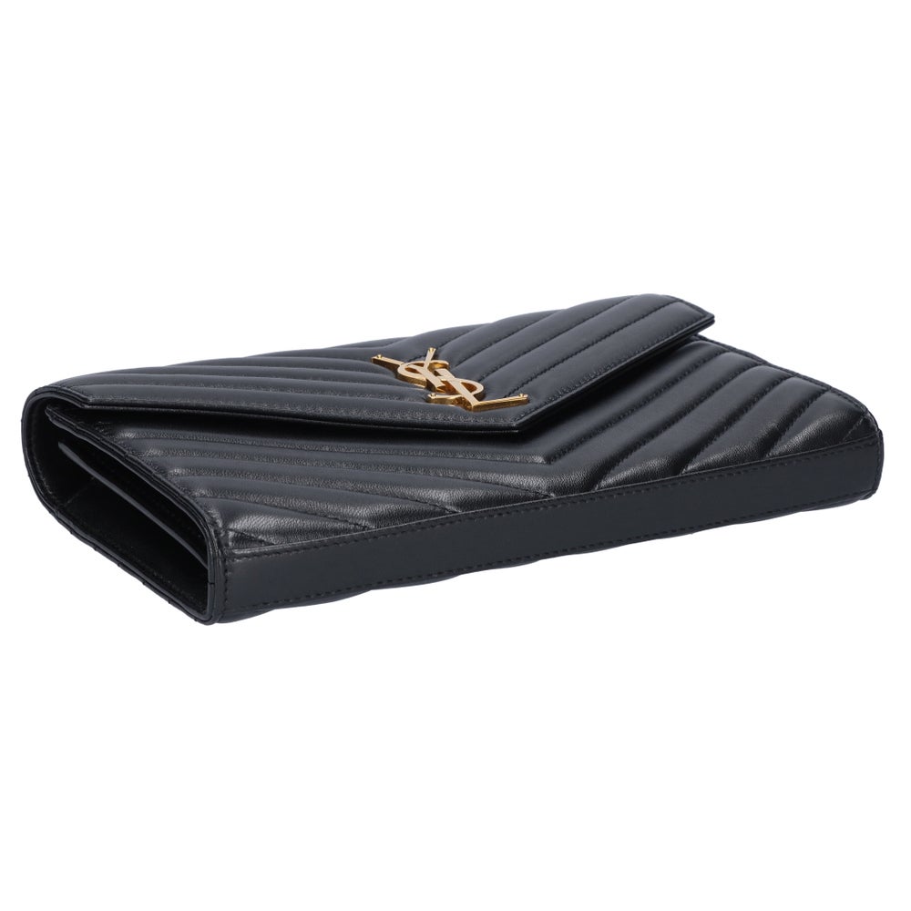 サンローランパリ SAINT LAURENT PARIS 財布 長財布 チェーンウォレット ショルダーバッグ カサンドラ 377828-AAA44-1000 BLACK ラムスキン