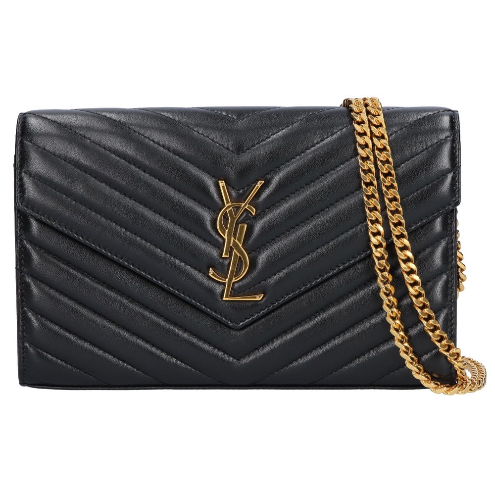 サンローランパリ SAINT LAURENT PARIS 財布 長財布 チェーンウォレット ショルダーバッグ カサンドラ 377828-AAA44-1000 BLACK ラムスキン